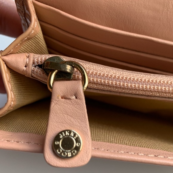 Jimmy Choo Nino Gold Star-Embossed Patent Leather Medium Size Trifold Wallet - Picture 8 of 17